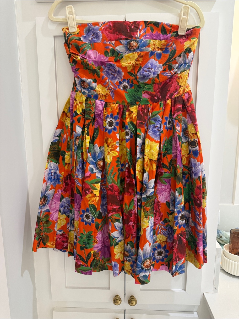 Cara Cara Orange Floral Strapless Party Dress